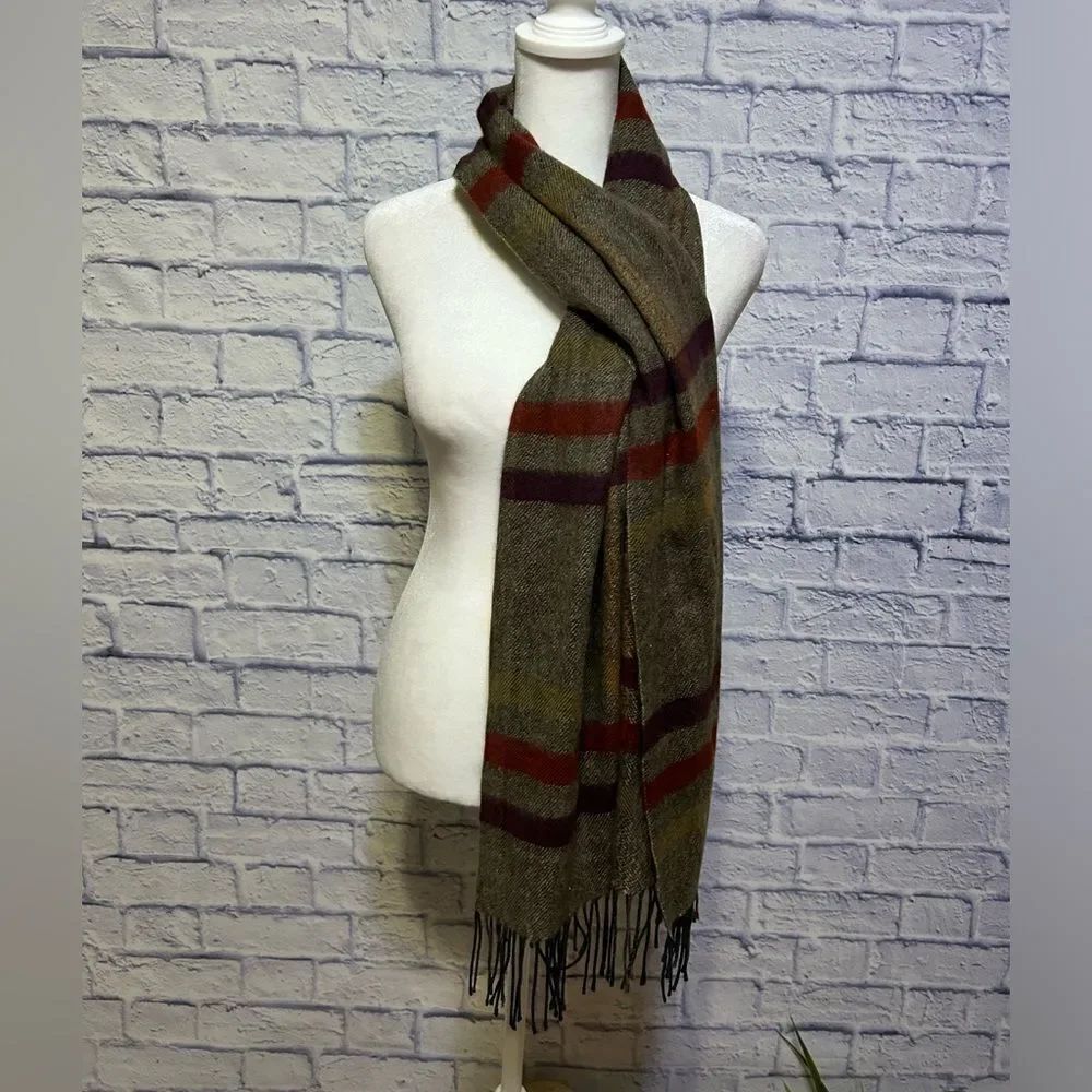 Womens L'Accessorio Italiano Gray Multicolor Scarf with Fringe Made in Italy